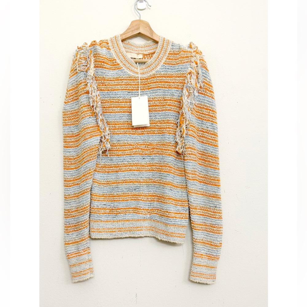 NWT Ulla Johnson Arquette Fringe detail Sweater in Lily Size M - Picture 8 of 16